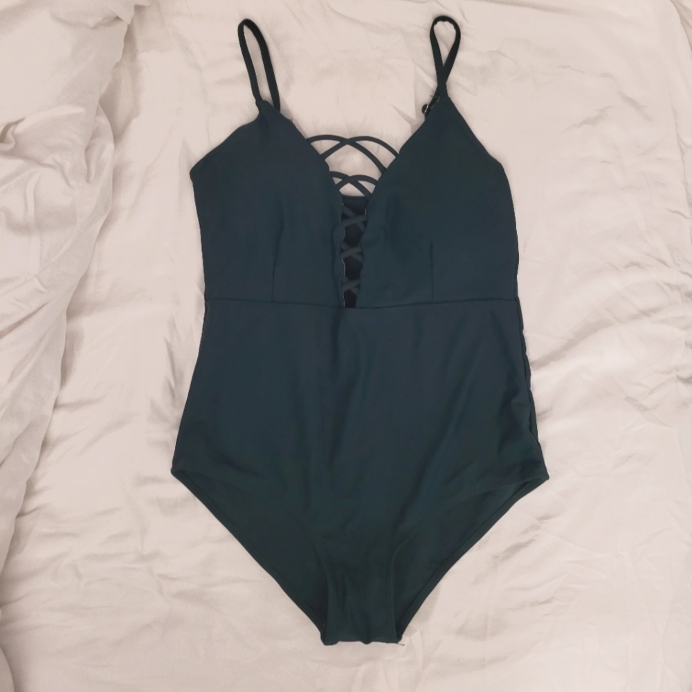 Forest Green one piece bathing suit